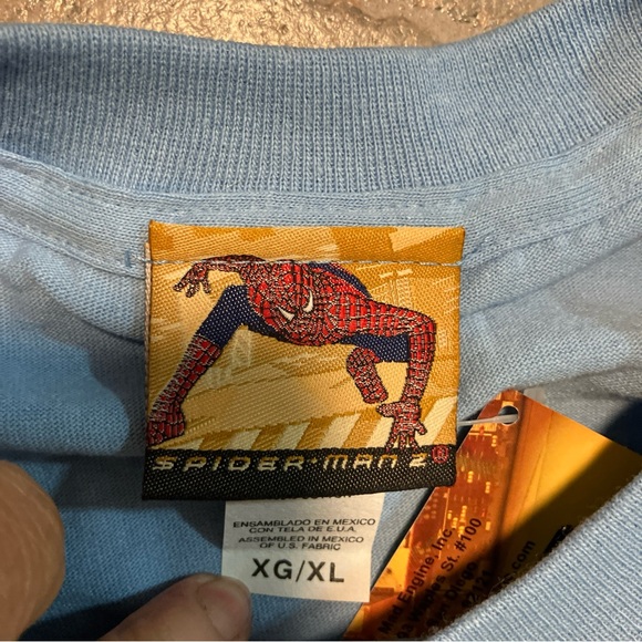 Vtg Y2K 2004 Spider-Man 2 Official Movie Promo TShirt Marvel Blue Mens XL RARE - Picture 4 of 10